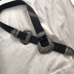 Forever 21 Black Double Buckle Belt